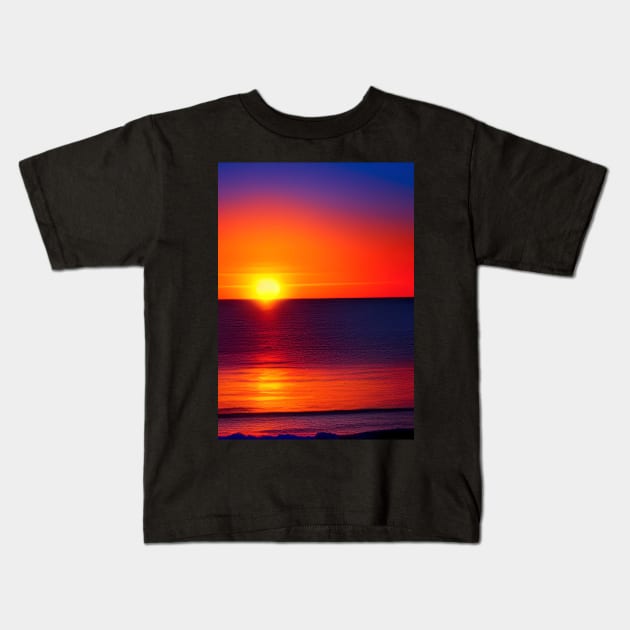 WONDERFUL RED SUNSET OVER THE OCEAN Kids T-Shirt by sailorsam1805